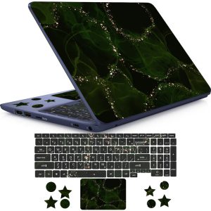 استیکر لپ تاپ راتیانا مدل green marble مناسب برای لپ تاپ 15 تا 17 اینچ به همراه برچسب حروف فارسی کیبورد